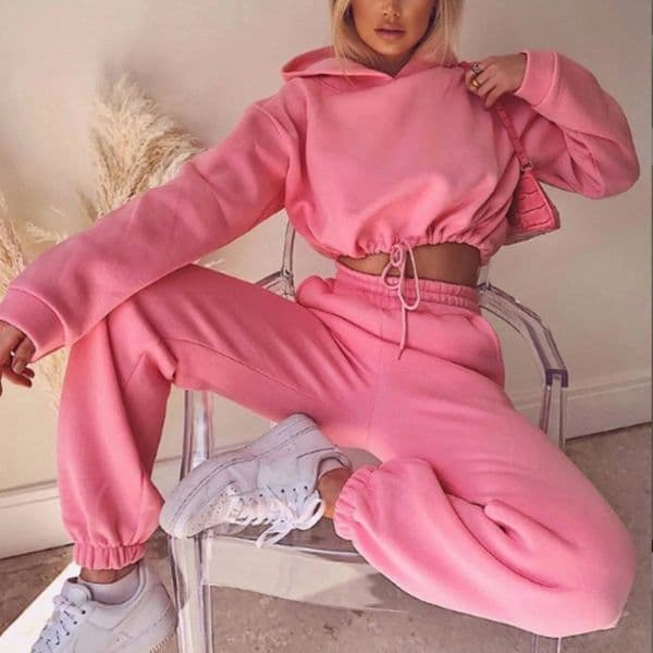 Fashion Trend Womens Wear Long-sleeved Sports Casual Suit Waist Two-piece Set 250818BJ