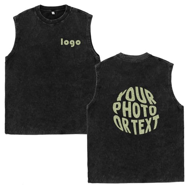 Customized Vest Summer Mens Washed Cotton Tank Tops Muscle Gym Sleeveless Workout T Shirts Running Beach Loose Cutoff Tees 250801