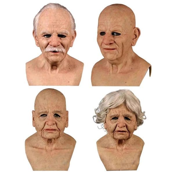 Elderly Woman Man Mask Wrinkle Full For Head Mask Grandpa/Grandma Face Mask Devil Novelty Supplies Halloween Party Cosplay Props 250818
