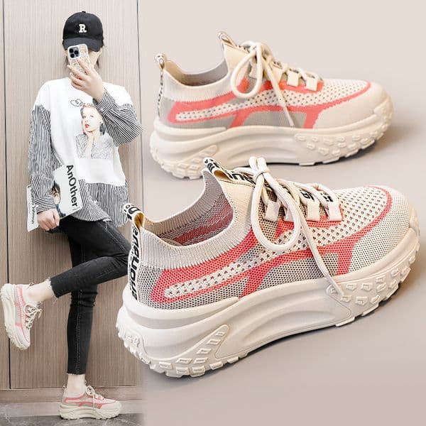 New K Women S Mesh Shoes Mesh Panel Shoes Cloth Shoes Summer Trend Thick Sole Height Increasing Shoes Student Hollow Breathable Designer Shoes