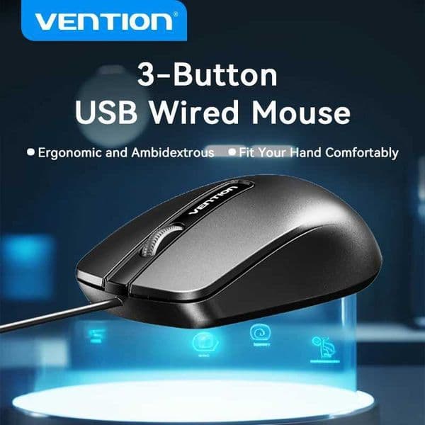 vention Mouse USB Wired 1200 DPI 3-Button Ergonomic Mouse Computer Mouse for PC Laptop Mac Wireless Mouse USB InterfaceXJ250819