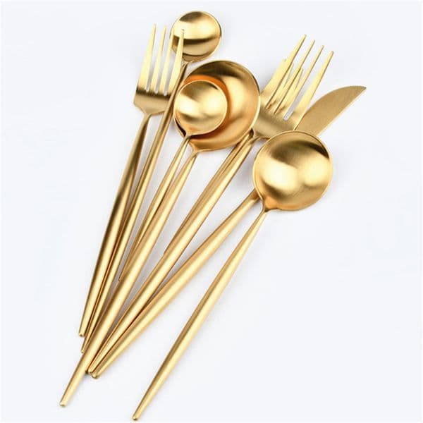 Flatware Wedding Dinnerware Gold Cutlery Knife Fork Spoon Tableware Silverware