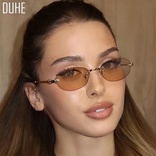 Frameless Oval Personality Sunglasses Ins Style Summer Sun Protection Sunglasses High-End Fashion Sunglasses UV400 250815