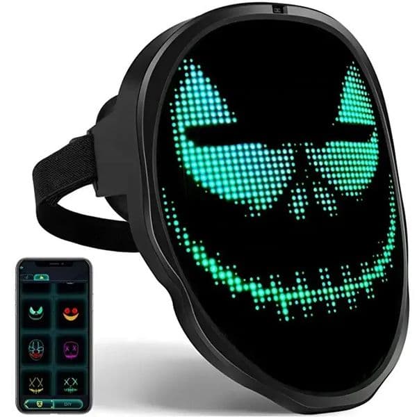 Led Mask with Gesture SensingBluetooth APP Control Programmable Smart Display Face Transforming Light Up Halloween Mask 250818
