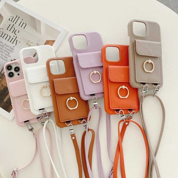 Wallet Shoulder Strap Phone Case for iPhone 16 Pro Max 13 12 11 14 15 Pro Max 15 Plus Lady Leather Card Pocket Lanyard Cover Z250819