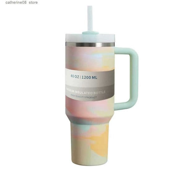 SL 40oz Tumbler with Handle Straw Lid Vacuum Insulated Thermos Coffee Mug Stanleies Steel Thermal Iced Travel Cup for Car Z250818 Q260403
