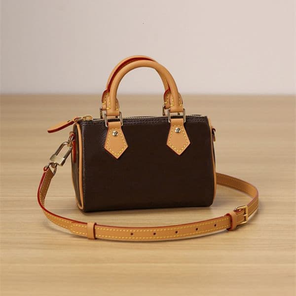 Shoulder Bags Top Designer Mini Nano 16cm Shoulder Bag Women Leather Denim Crossbody Luxury Brands Embossed Tote Purse Brown Flower Handbag 0819