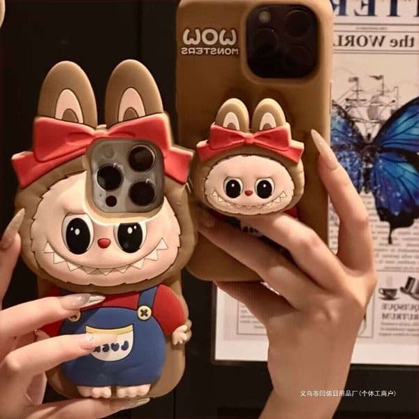 Strap Pull Fabric Phone 16 Pro Max Apple 14/13 Silicone 12 Full Coverage 11 Soft 15 Cartoon Case