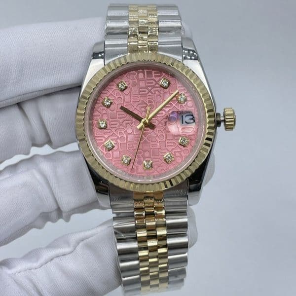 New Style Lady Round Fully Automatic Machinery Watch Stainless Steel Buckle Womens Pink Face Size 36mm Watches Luxury Business Watch Designer Wristwatches