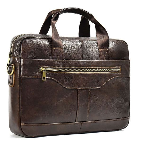 New Casual Briefcase Top Layer Cowhide Handheld Laptop Men's Single Shoulder Crossbody Bag Business Office