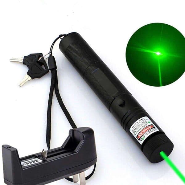 Green Laser Pointer Pen Educational Laser Point Light Pen Torch Lighter Adjustable Focus 18650 Top Battery with Universal Smart Charger
