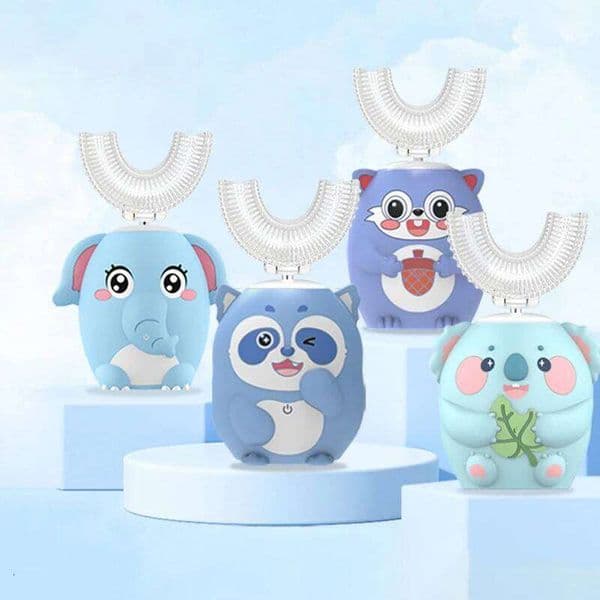 U Shaped Children S Electric Toothbrush Cartoon Pattern Kids Degrees Automatic Silicone Tooth Brush Rechargeable Smart Timer