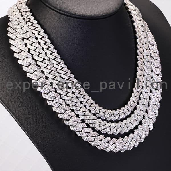 Hip Hop Chain 8mm 10mm 12mm 14mm Iced Out Moissanite Diamond Necklace 925 Solid Silver Cuban Link Chain for Men