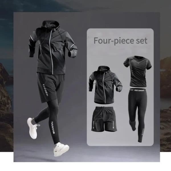 Mens summer ice silk shortsleeved quickdrying tightfitting sports set running training suit track and field equipment 250820BJ