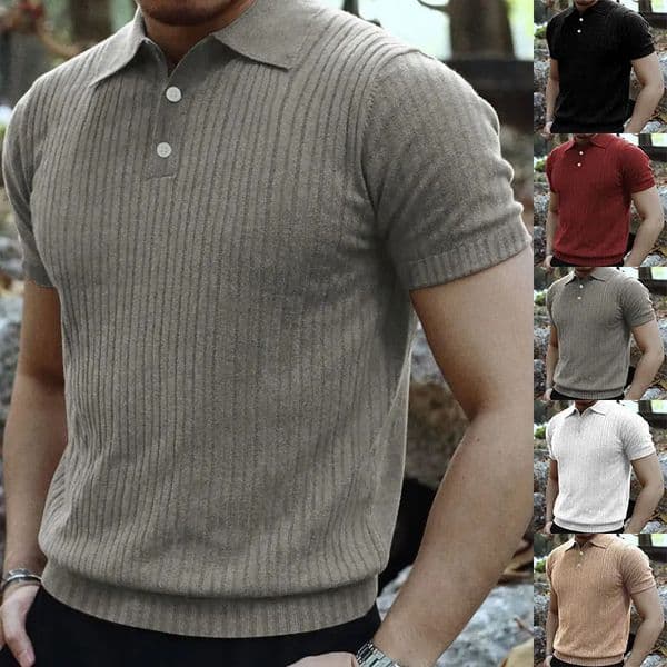 Summer Knit Mens Polo Shirt Business Casual Striped Lapel Short Sleeve Henry Tshirt Comfortable Clothing 250820BJ