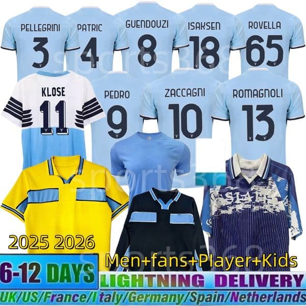 2025 2056 soccer jerseys Lazio retro football shirt blue short sleeve soccer NOSLIN MARUSIC ZACCAGNI PEDRO football jersey Football uniform short-sleeved