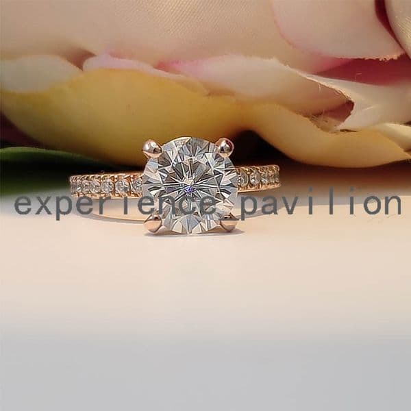 Jewelry Gift 4 Prongs 10K Rose Gold Wedding Band Ring Elegant Style 2.5ct Moissanite Ring Jewelry Set
