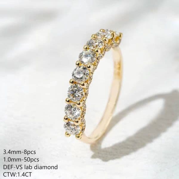 3.4MM DEF VVS VS Round EX Cut Diamond Jewelry Starsgem Wedding Band 18K Solid Gold HPHT CVD 1.0MM Lab Grown Diamond Ring