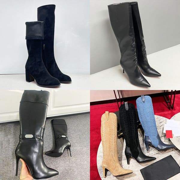 Women Boots Designer Over The Knee Boots Kate Botta Suede Leather High Boot Santia Embroidered Winter Boots Girls Denim Boots Zipper Boots 913