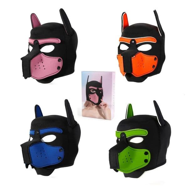 Sexy Adult Cosplay Games XL Puppy Mask hood Increase Large Size Padded Rubber Full Head Hood Mask for Fetish Carnival Party 250818