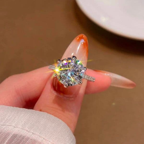 KNB Classic Luxury 5CT Certified Moissanite Diamond Engagement Rings For Women Real 925 Sterling Silver Top Quality Fine Jewelry