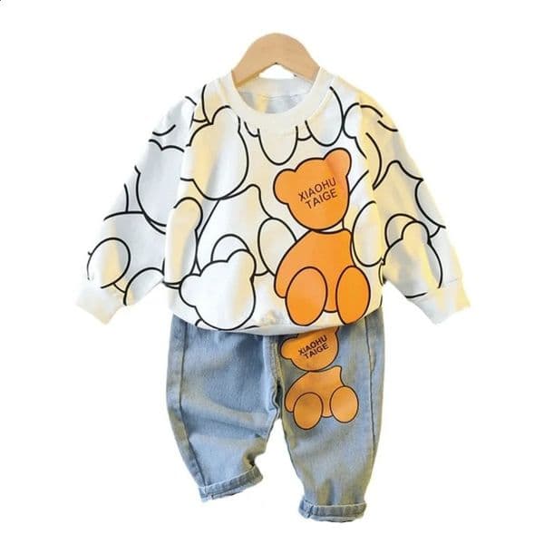 Spring Autumn Baby Girl Clothes Children Boys Fashion Cartoon TShirt Pants 2PcsSets Toddler Sports Costume Kids Tracksuits 250820