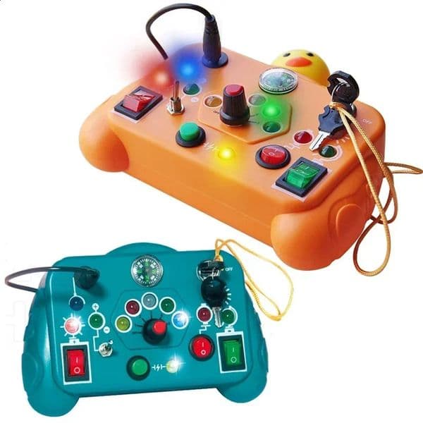 Montessori Busy Board Sensory Toys Cartoon with LED Light Switch Control Board Travel Activities Children Game for 2-4 Years Old250820BJ
