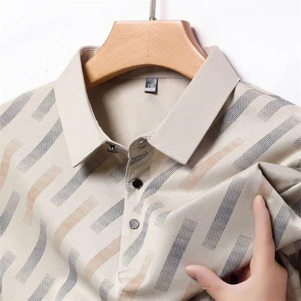 Mens Business Casual Short Sleeved Printed Polo Shirt Fashionable Breathable Comfortable and Versatile Top w250820BJ