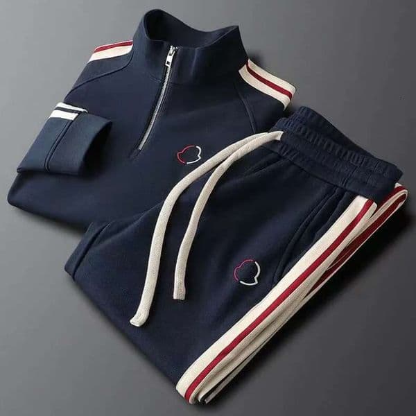 Hot Sell Mens Tracksuit 2 Piece Set Black Jogging Suit Men Stand Neck Fashion Sweatshirt Clothing Streetwear Zippers Sweat Suits Running Clothes Pants Plus Size M-4XL