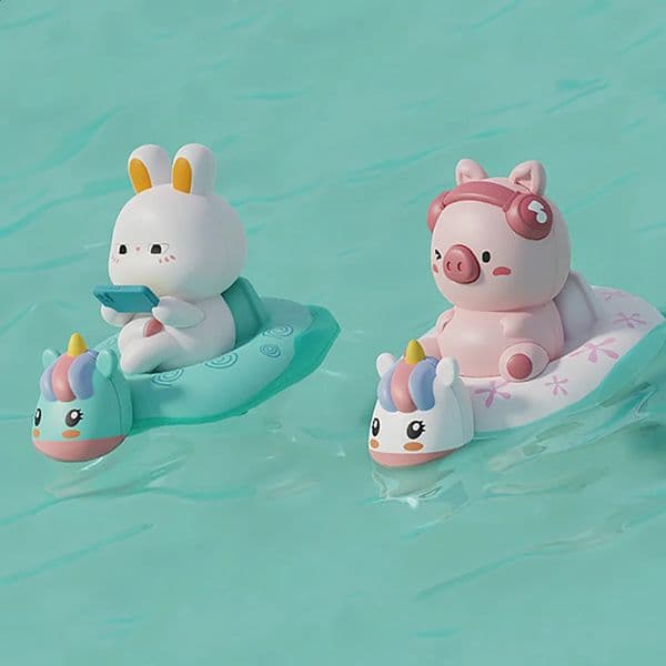 Childrens Water Playing Chain Rabbit Cute Pig Swimming Circle Clockwork Rowing Baby Bathroom Shower Interactive Toy 250821BJ