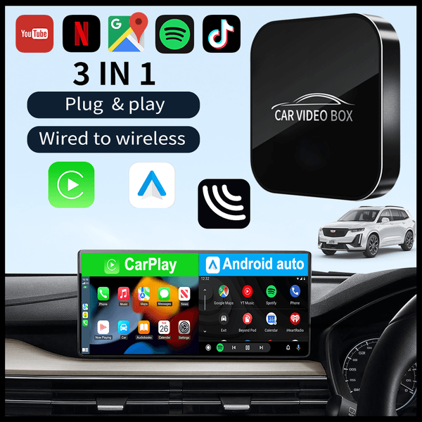 New CarPlay ai Box Wireless Android Auto & Apple Car play 3in1 Multimedia Adapter Built-in Netflix YouTube 5G 2+16GB WIfi Plug & Play USB-Powered No Delay - CP2D
