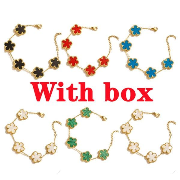 With box designer bracelet women designer bracelet clover bracelet 18K Gold Plated Fashionable classic Gift from lover mother bracelets armband Bracelet braclet