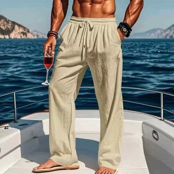 2024 Spring/Summer New Mens Cotton Linen Pants Summer Fashion Casual Solid Color Loose Plus Size M-4XL XJ250821