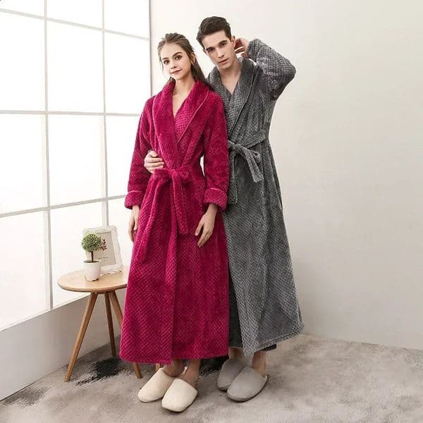 Fashionable Loose Mens and Womens Couples Thick Plus Size Bathrobe Autumn Winter Casual Extended Pajamas 250822BJ