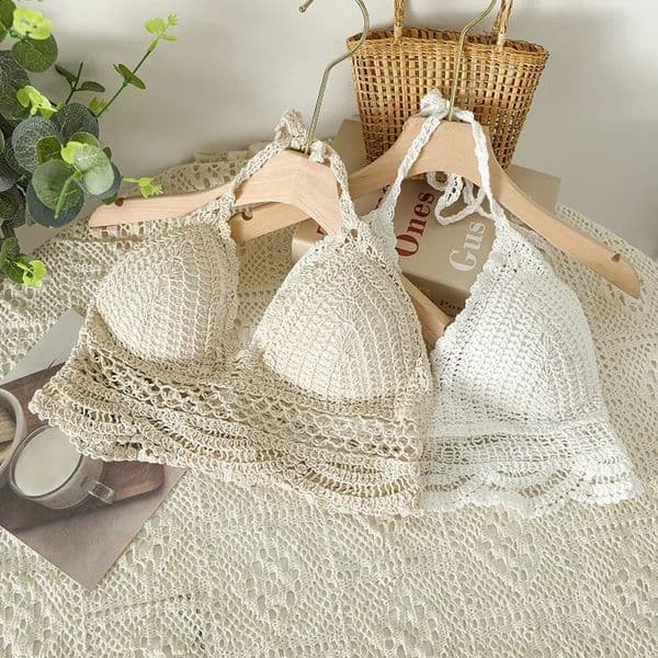 Woman Sexy Top Crochet Tank Corset Femme Tanks Crop Camisole Japanese Fashion Knit Camis Built In Bra Drop 250821BANJIA