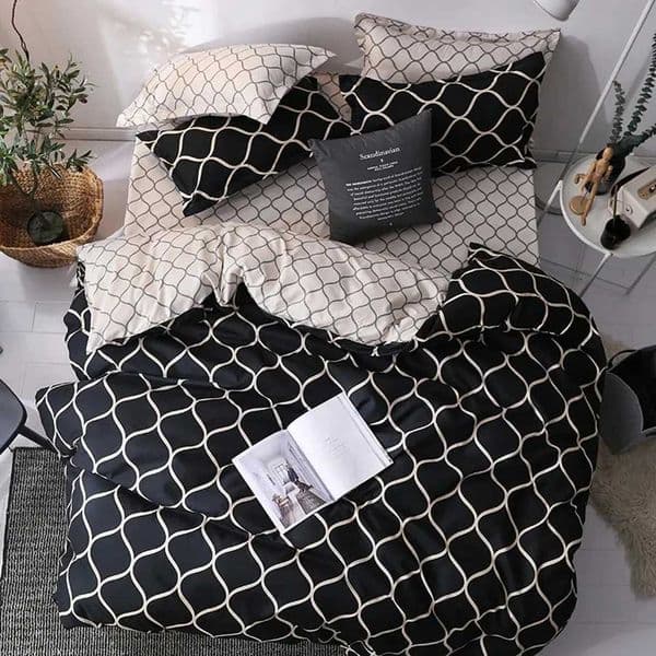 Luxury Black Bedding Comforter Set with Low Case Single Full Size Bed Linen Duvet Cover Set / King Double Single Bed 1 G250823a