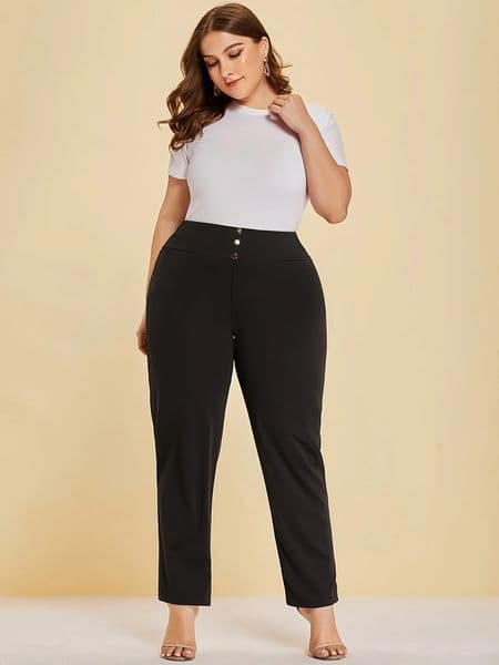 Autumn and winter womens plus size knitted fabric casual models slit n straight trousers 250822BJ