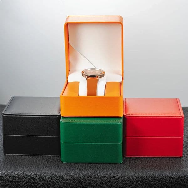 Black Single Watch Gift Box with Pillow PU Leather Wristwatch Display Case Organizer for Men Clamshell PU Leather Watch Cover 250818