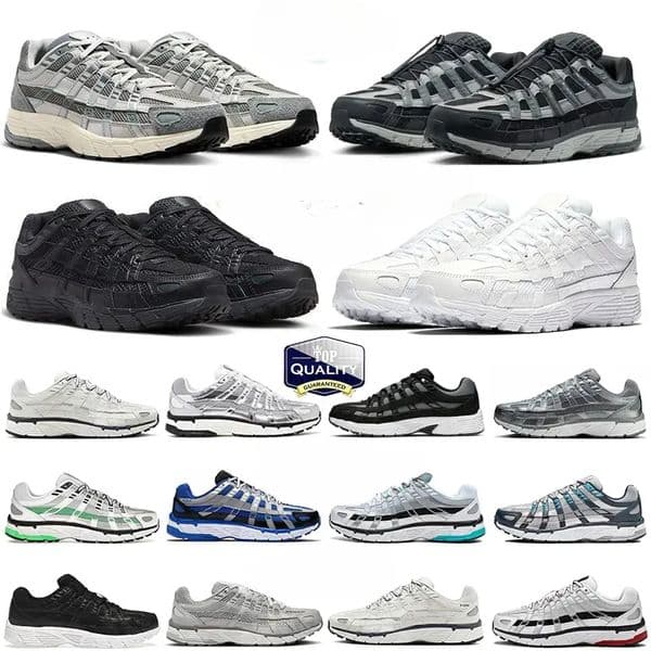 p6000 running designer running shoes for men women sneakers triple black white anthracite smoke grey metallic silver racer blue womens outdoor sport trainers 36-45