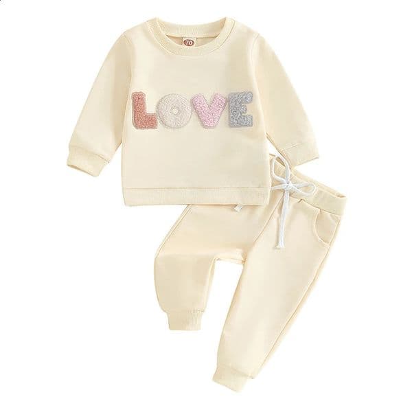 Baby Girl Clothes born Infant Fall Winter Outfits Love Print Long Sleeve Sweatshirts Tops Pants Set 0-24M250821BJ