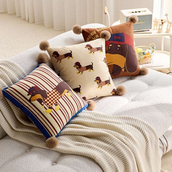 Cartoon Home Internet Celebrity Dachshund Dog Living Room Sofa Cushion Removable Cover Office Throw pillowcase
