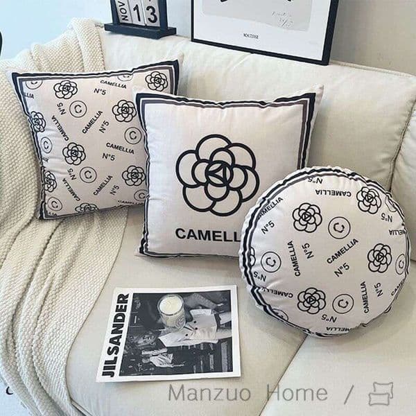 Full Seat Small Fragrance Camellia Pillow Round Simple French Modern Living Room Sofa Internet Celebrity Ins Cushion
