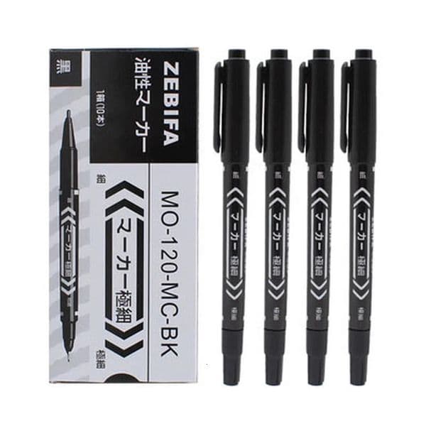 10pcs/set Double Head Marker Pen Waterproof Black/Blue/Red Oily Ink Pen School Study Stationery Life Office Supplies 250822BJ