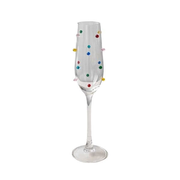 High Footed Glass Champagne Glass, 1 Piece Of Colored Sugar Bean High-end Ins Glass Wine Glass Cocktail Glass Red Wine Glass Water Glass