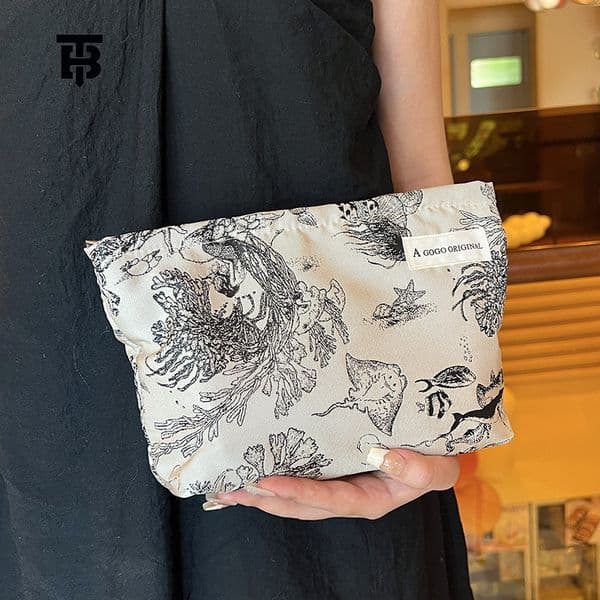 TB BHULAMTE Women's Luxury Simple Makeup Bag Portable Travel Storage Bag Toilet Bag Canvas Bag Handbag Free Shipping Designer Bag