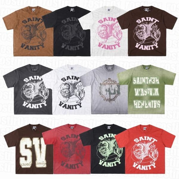 saint Vainty Mens Tshirts Designer Saint Vanity Shirt Streetwear Hip Hop Unisex Short Sleeve Summer High Quality Cotton Tshirts Vintage Print Letter C g7lA# 62