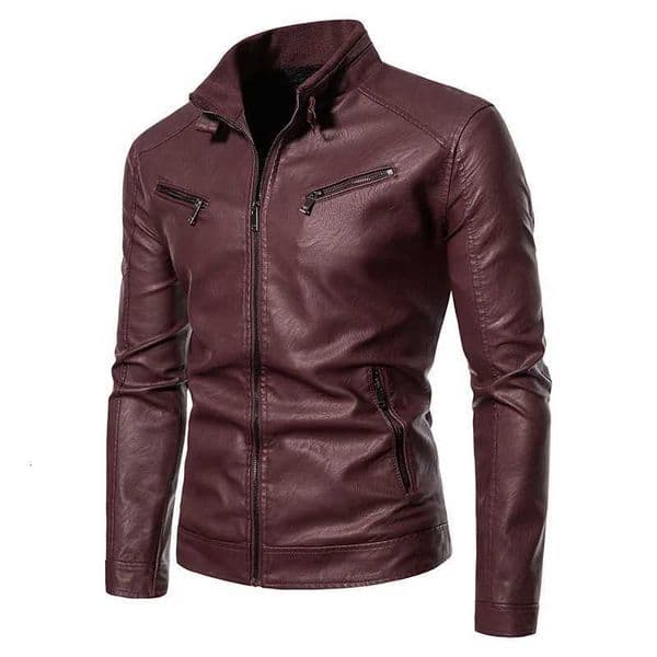 Spring Autumn Men Motorcycle Jacket Retro Slim Fit Casual Coat Stand Collar Leather Jackets Zipper Outerwear Windproof PU Coat X250822