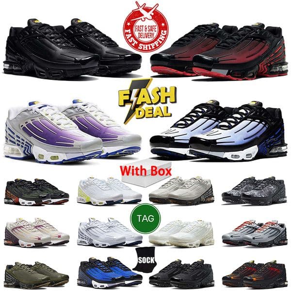 Designer Plus Running Shoes Tuned 3 Trainers Bred Grey Mesh Black Red White Sports Sneakers Laser Blue Mens Womens Atlanta Terrascape Tenis Shox Chaussure