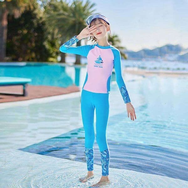 Full Body Boys Swimwear Sun Protection Kids Swimsuit Two Piece Children Long Sleeve Bathing Suit Summer Swimming Pool Clothes