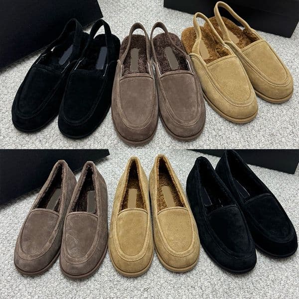 Winter Wool Loafers Designer Women Warm Sandals Dress Shoes Furry Fluffy Suede EU35-40 910